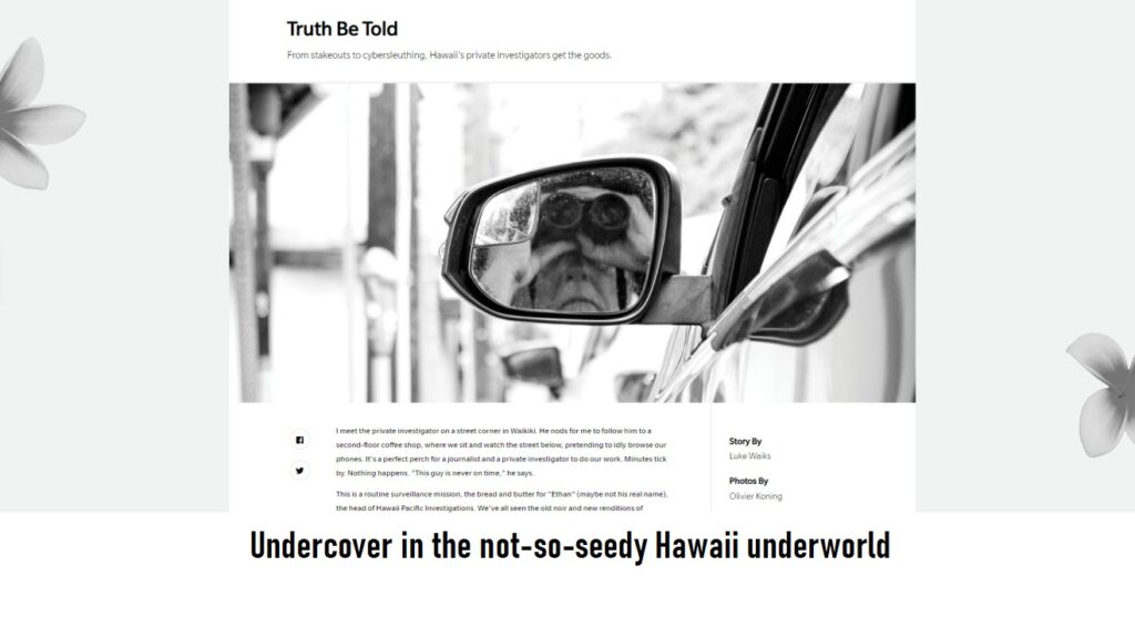 Mangnum PI ? Hawaii 5.0 for real? NCIS Hawaii ? Writer Luke Waiks (not his real name) goes deep into the not-so-seedy underbelly of Hawaii crime.