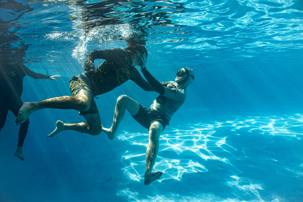 Self defense under the water is important for aquatic professionals and beginners